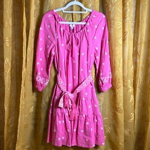 Pink & White dress with embroidered belt from a Love a…New with tags